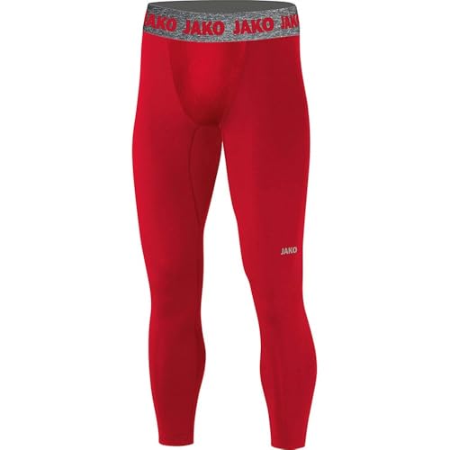 JAKO Herren Long Tights Compression 2.0, Sportrot, M