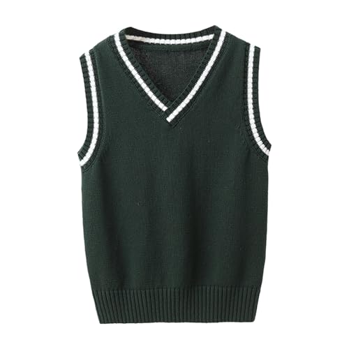 Boys Girls Knit Vest V-Neck School Uniform Sweater Vest Back to School Knit Waistcoat Trendy Pullover Knitted Sweater Shirt