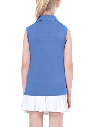 Image of EXARUS Girls Golf Polo Tennis Shirts Sleeveless Kids V-Neck Tank Tops