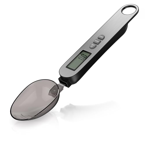 Arendo - Löffelwaage digital – 1 bis 500 g – Tara – 2 Löffelaufsätze – Skala 1: 5-25 ml, Skala 2: 10-50 ml – Hold – Auflösung 0,1 g – Energiesparfunktion – Einheiten g, oz, ml Arendo - Löffelwaage digital – 1 bis 500 g – Tara – 2 Löffelaufsätze – Skala 1: 5-25 ml, Skala 2: 10-50 ml – Hold – Auflösung 0,1 g – Energiesparfunktion – Einheiten g, oz, ml