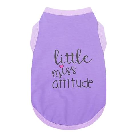 Paiaite Dog Vest: 'Little Miss Attitude' Sleeveless Cotton Shirt for Small, Medium, and Large Breeds, Stylish, Comfortable, and Breathable Pet Apparel Purple L Cover
