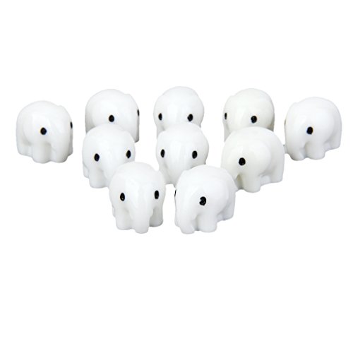 LOVIVER Set of 10 Miniature Elephant Crafts for Fairy Garden/Micro Landscape/Bonsai Pot Decor, White