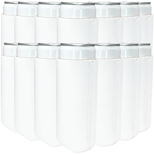 TahoeBay Slim Neoprene Can Cooler Sleeves in Bulk, 25-Pack, White by TahoeBay - Used condition - US$26.67