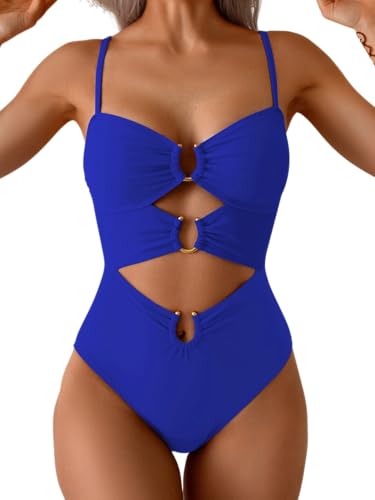 Image of Eomenie Womens Cutout One Piece Swimsuit with Ring Linked Sexy Monokini Bathing Suit for Beach Vacation
