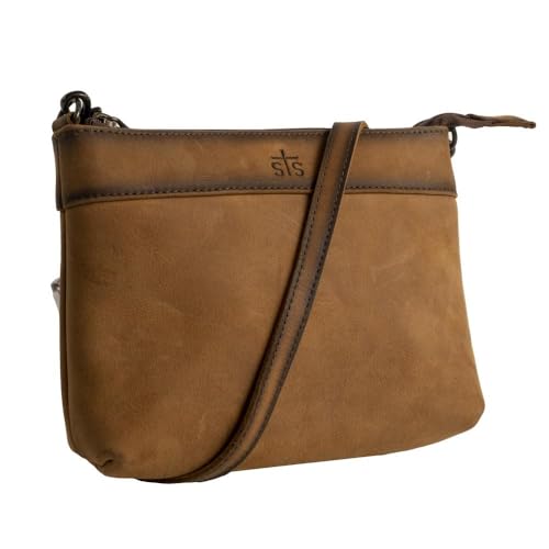 STS Ranchwear Womens Baroness Grace Distressed Brown Leather Crossbody Bag