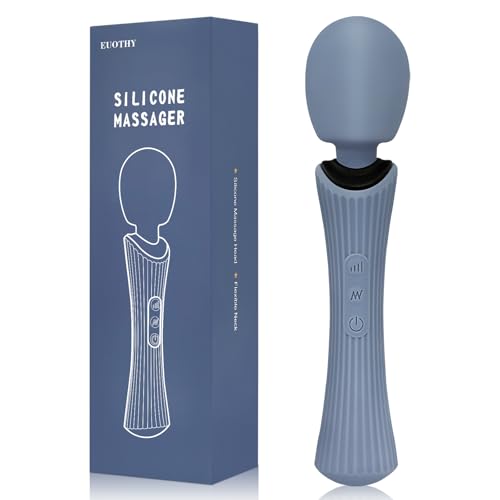 EUOTHY Cordless Handheld Personal Massage Wand - Soft Silicone & Waterproof & USB Rechargeable & Quiet Motor, with 12 Vibration Patterns, 3 Powerful Speeds, for Muscle Tension Relief Rose Blue