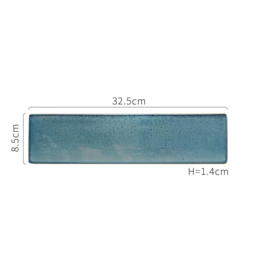 Plato rectangular cerámico azul para sushi miniatura 2