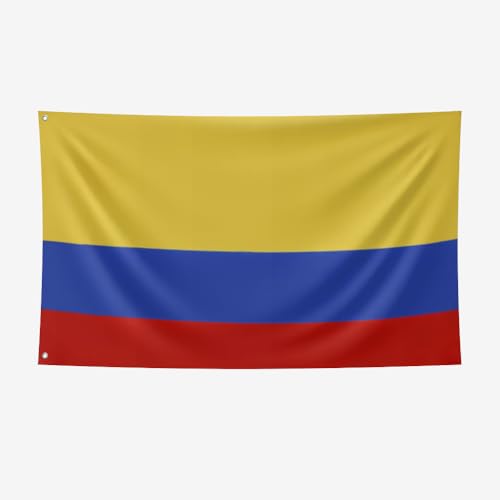 Nacilerto Colombia Flag 3x5FT Vivid Colors Double Stitched Sturdy 100D Polyester Flags with 2 Brass Grommets for Indoor Outdoor.