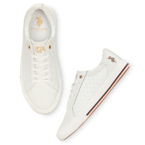 Image of U.S. Polo ASSN. Heidi 2.0 White Sneakers Shoes with Quilting Detail