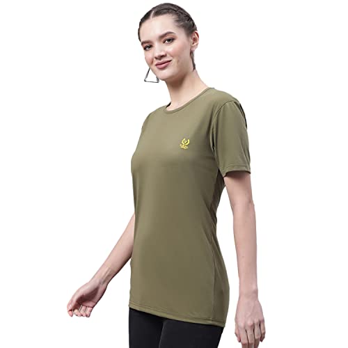 Image of Mack Jonney Women Round Neck Cotton Solid Regular Fit T-Shirt-T Anthraa 001-P