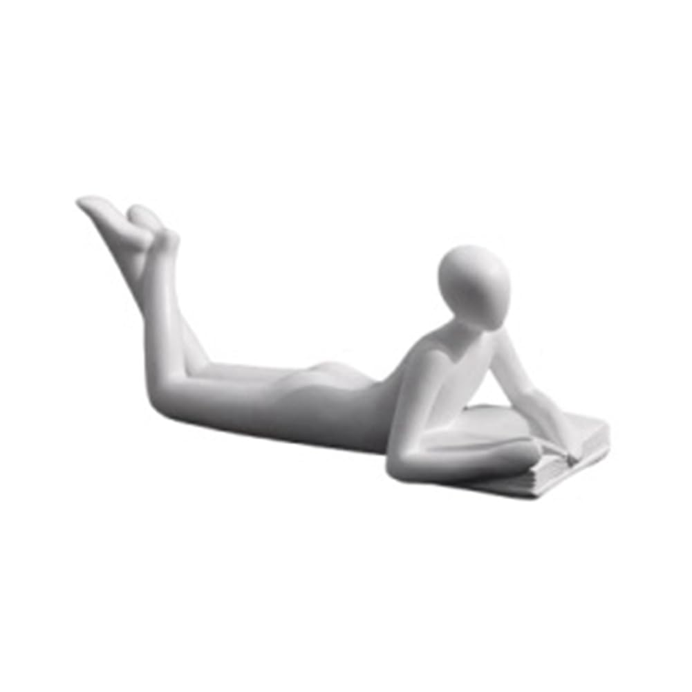 CTRLZS Nordic Reading Statue Resin Figurines Desktop Decor Sculpture Modern Art Ornament Home Decor Craft White A