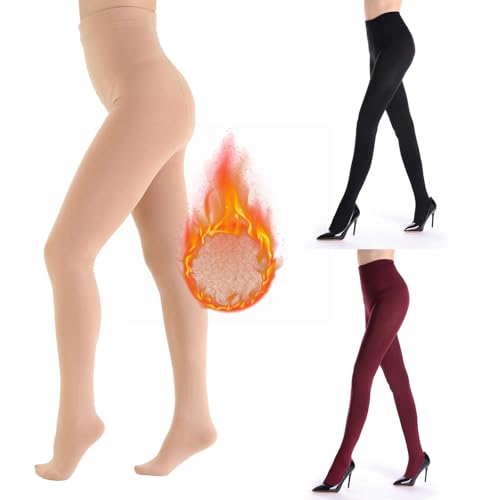 HGps8w Women's Fleece Lined Tights Stretchy High Waisted Thermal Opaque Stockings Warm Winter Soft Pantyhose2