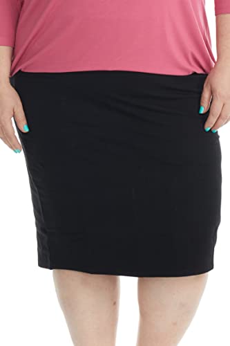 ESTEEZ Plus Size Knee Length Stretchy Cotton Pull-On Pencil Skirt for Women 1X - 4X - Dallas
