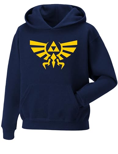 Snapit Funny inspired Crest of Hyrule Kids Unisex Top hoody Gaming hoodies (as8 age 5_years 6_years regular Navy)