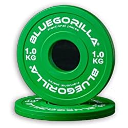 Bumpers Halterofilia BLUEGORILLA Discos farccionados de Goma Dura para Crossfit, halterofília y Pesas Fitness. Apertura 50mm. Pack de 2 Discos.(2Kg)