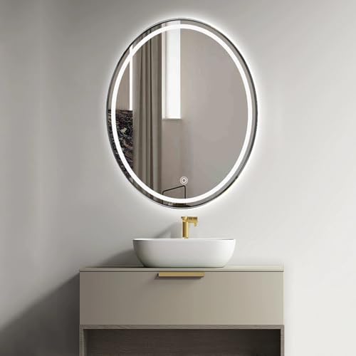 Grand miroir mural ovale LED pour créer une ambiance spa dans votre salle de bain
