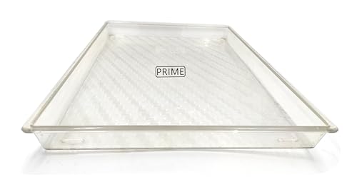 Prime Bakers and Moylders Multipurpose Unbreakable Plastic Serving Tray for Kitchen, Glass Tray Dining Serving Plate (Square Corners, 14x10 Inch)