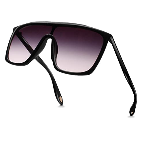 Hanj 70s 80s Vintage Square Sunglasses for Men Women Shield Trendy Oversized Retro Glasses