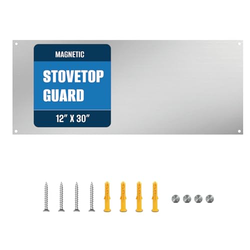 12 By 30 Stainless Steel Stove Backsplash Reversible Ultra Flat Splatter Guard Range Hood Backsplash Easy Clean Wall Shield Magnetic Metal Panel