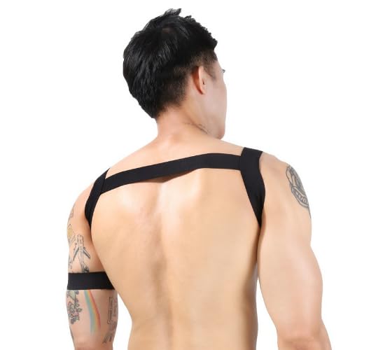 Men's Stretch Soft Chest Belt with Arm Harness Straps Sexy Shoulder Belt Tough Guy Corset Fretwork Elastic Nylon Chest Harness Belt BDSM Suspender Harness Party Club Bar Outfits3