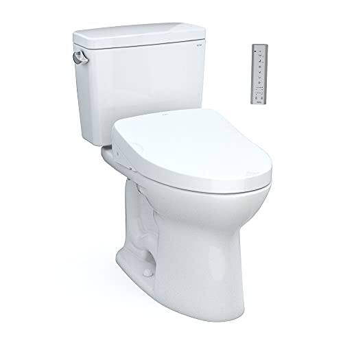 TOTO Drake WASHLET+ Two-Piece Elongated 1.6 GPF Universal Height TORNADO FLUSH Toilet with Auto Flush, Cotton White - MW7763056CSFGA#01 #1