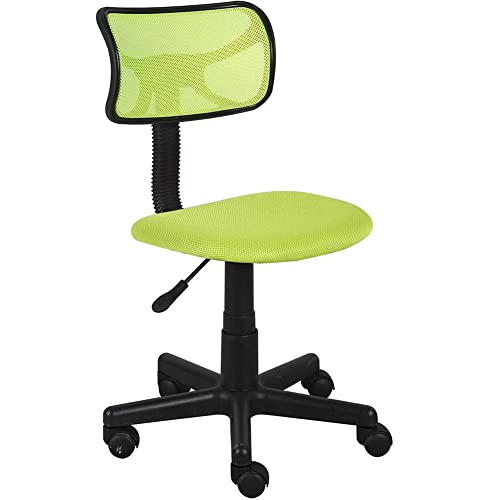 BAKAJI Silla giratoria de Escritorio Regulable en Altura, sillón con Ruedas, Oficina, Dormitorio, Respaldo ergonómico de Malla Transpirable, Asiento Acolchado (Verde)