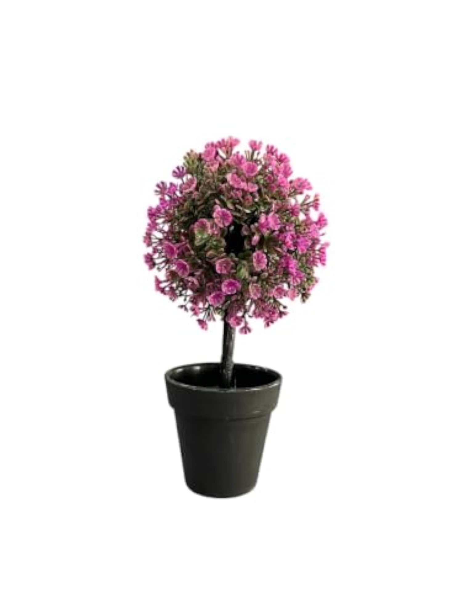 Artificial Pink Topiary Ball Plant with Black Pot