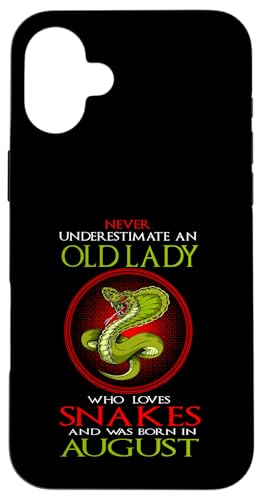 An Old Lady Who Loves Snakes Was Born In August Birthday Carcasa para iPhone 16 Plus