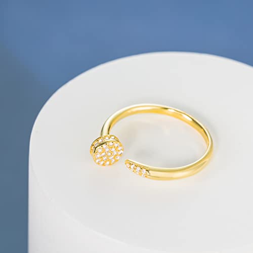 Aloha Jewelry Company 18K Gold Plated Sterling Silver Pave Open Circle Ring Stackable Wedding Band with Cubic Zirconia2