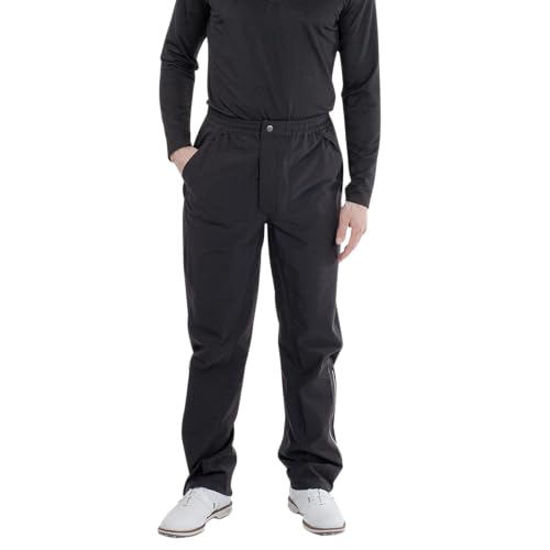 Men’s Gore Tex Golf Rain Pants, 100% Waterproof Gear for Men with Stretch Fabric and Fleece-Lined Pockets, Lightweight and Packable, Black X-Large