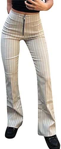 Women Vintage Striped Trousers Solid 
