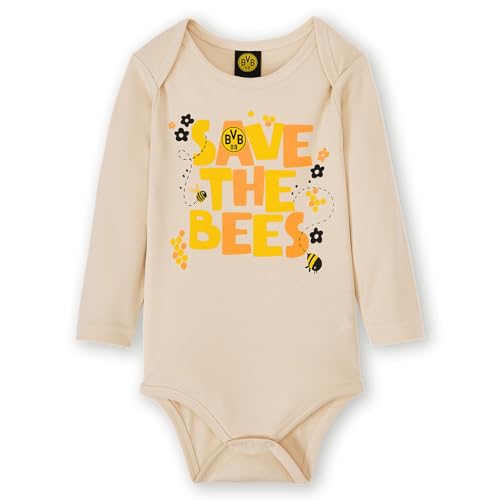 Borussia Dortmund Unisex Baby BVB Babybody Save The Bees Abendanzug - Set, Beige, 86-92 EU
