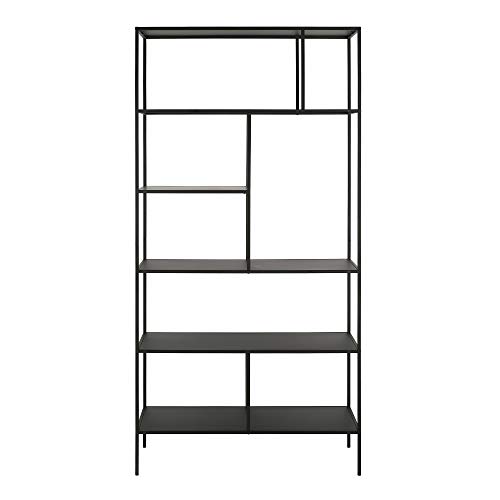 Image of Henn&Hart 72 inch Tall Rectangular Bookcase in Blackened Bronze, Table for Living Room, Bedroom