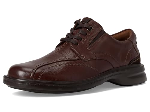 Image of Clarks Mens Gessler Lace Dark Brown Lea Oxford Flat