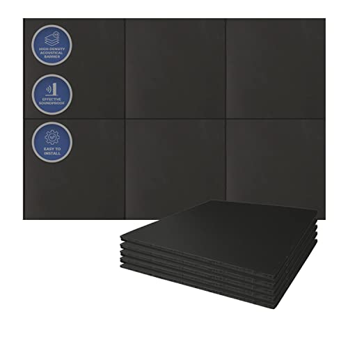 Arrowzoom 6 Relleno de espuma acústica absorbente de sonido de vinilo cargado en masa 30 cm x 30 cm 1,2 mm Aislamiento de sonido para el hogar y la oficina Negro 1246 Cover