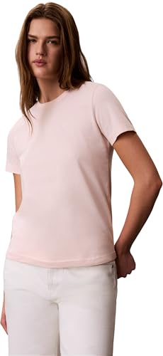 Calvin Klein Damen T-Shirt Kurzarm Archive Jersey Tee mit Rundhalsausschnitt, Rosa (Mangano Calcite), L 1