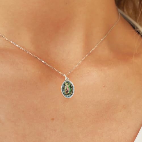 Catholic Medal for Necklace and Cardstock Saint Image - 7/8" Color Saint Medal Pendant for Catholic Necklace - Made in Italy2