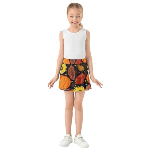 Girls' Shorts Athletic Skorts Tennis Skirts for Kids Purple Teen Skirt Bright Orange Pumpkins 3t3