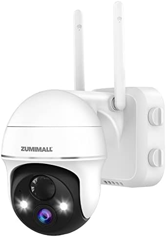 2K Security Camera Outdoor Wireless WiFi with 360° PTZ, ZUMIMALL Battery Powered Wireless Cameras for Home Surveillance, Spotlight & Siren/PIR Detection/3MP Color Night Vision/2-Way Talk/IP66/Cloud/SD