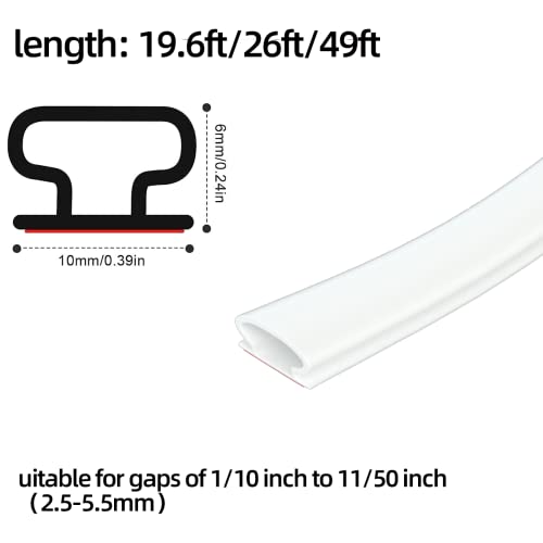 19.6 Ft Rubber Door Weather Stripping Door Seal Strip For Doors & Windows,Self-Adhesive Door Insulation Strip, Soundproof Door Sealers For Door Frame Gap Blocker(White) #TOP5