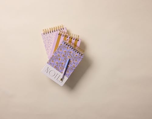 Image of DesignWorks Ink Twin Wire Chunky Notepad - 5.75 inch x 8.5 inch Large To Do List Notepad & Daily Planner with Perpetual Headers - Top Spiral Binding & Hardcover, 192 Lined Sheets - Purple Vintage Floral
