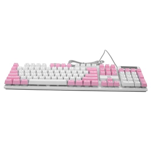 Clavier gaming mécanique USB RGB bicolore rose et blanc pour bureau avec touches anti-fading