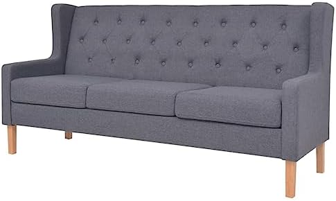 Bild von vidaXL Sofa 3-Sitzer Dreisitzer Stoffsofa Polstersofa Loungesofa Couch Polstermöbel Wohnzimmersofa Designsofa Stoff Grau Holzgestell