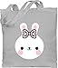 Shirtracer Ostergeschenke Kinder - Hase mit Schleife - weiß - Unisize - Hellgrau - kinder stoffbeutel - WM101 - Stoffbeutel aus Baumwolle Jutebeutel lange Henkel