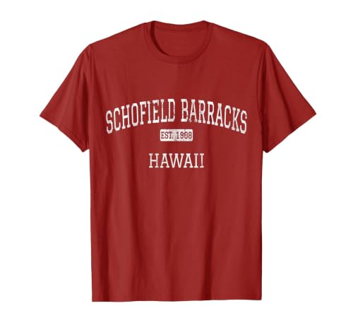 Schofield Barracks Hawaii HI Vintage T-Shirt, Men, Cranberry Red, X-Large