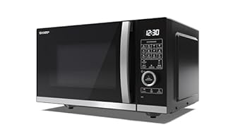 SHARP YC-QC254AU-B 25 Litre 900W Digital FLATBED Combination Microwave Oven with 1050W Grill, 10 power levels, ECO Mode, defrost function, LED cavity light - Black