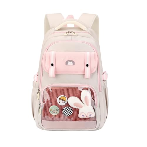 Mildame Mochila escolar Kawaii para meninas adolescentes, lindas mochilas para o ensino fundamental, mochila para meninas com acessórios, rosa, 13.39 x 9.06 x 18.5 inches