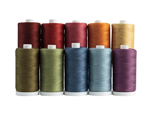 Connecting Threads 100% Cotton Thread Sets - 1200 Yard Spools (Set of 10 - Country Garden)