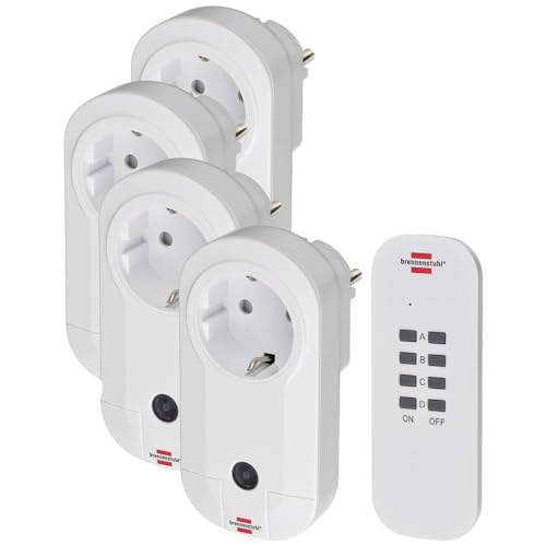 Brennenstuhl Comfort-Line set de 4 enchufes de radio (enchufes inalámbricos para uso en interiores, mando a distancia, radio control)