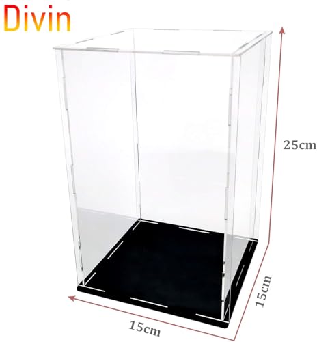 Image of Divin Acrylic Display for Organizing Collectibles Clear Box Display Action Figures Home Storage Mini Toys Gifts for Lover, Dust-Free, Clear Display Box (Black+Clear, 15X15X25Cm; 6X6X10)